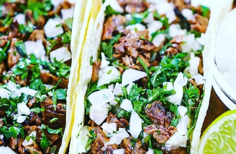 Street tacos with onion and cilantro