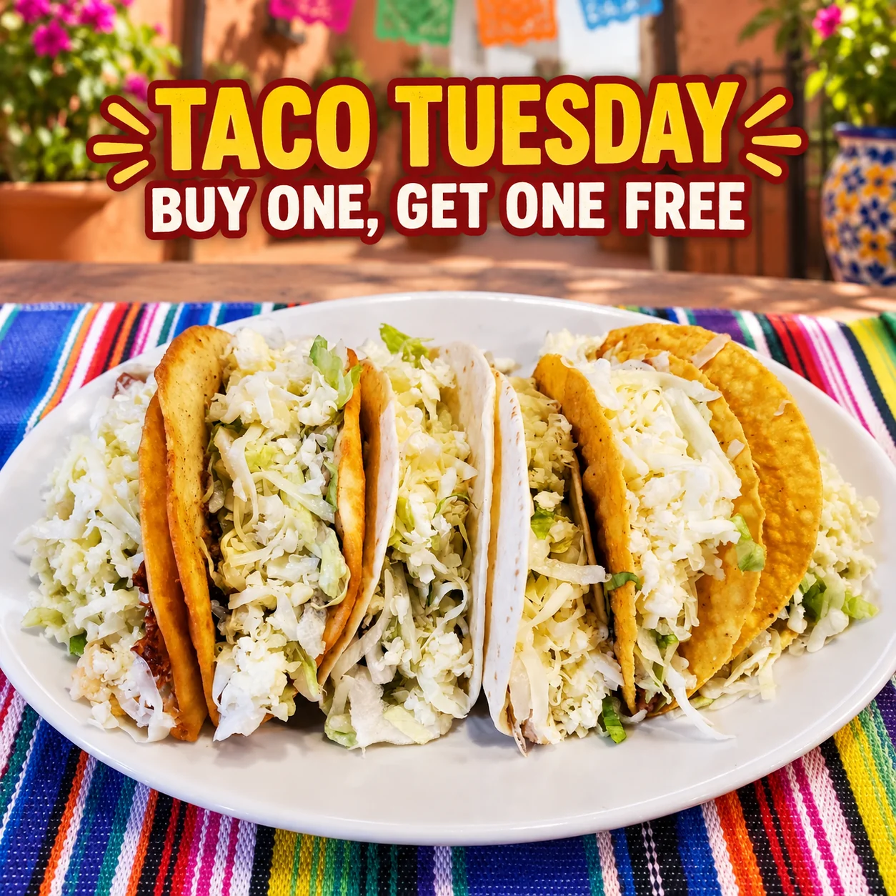 La Cabaña plate of soft and hard tacos for Taco Tuesday